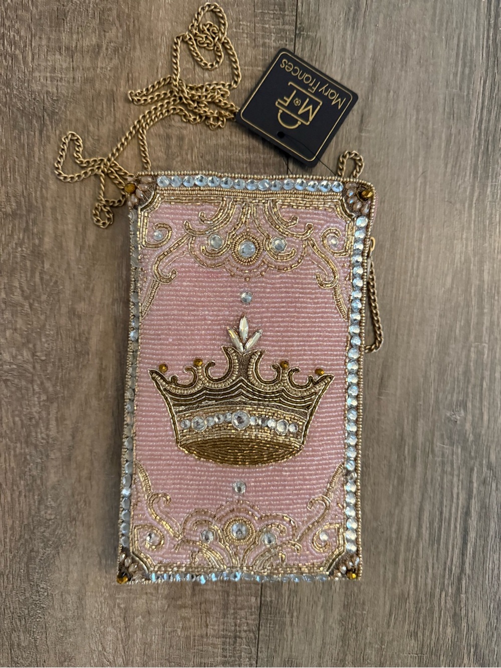 Mary Frances Pink Jeweled Crown Crossbody Pouch
